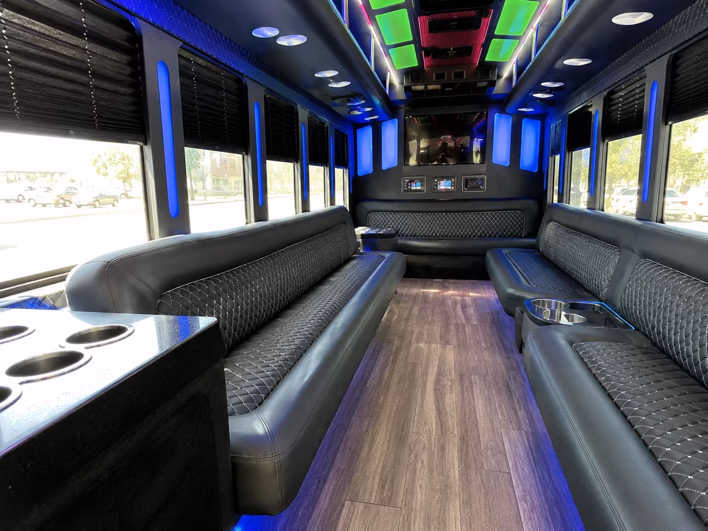novato 15 passenger party bus inside