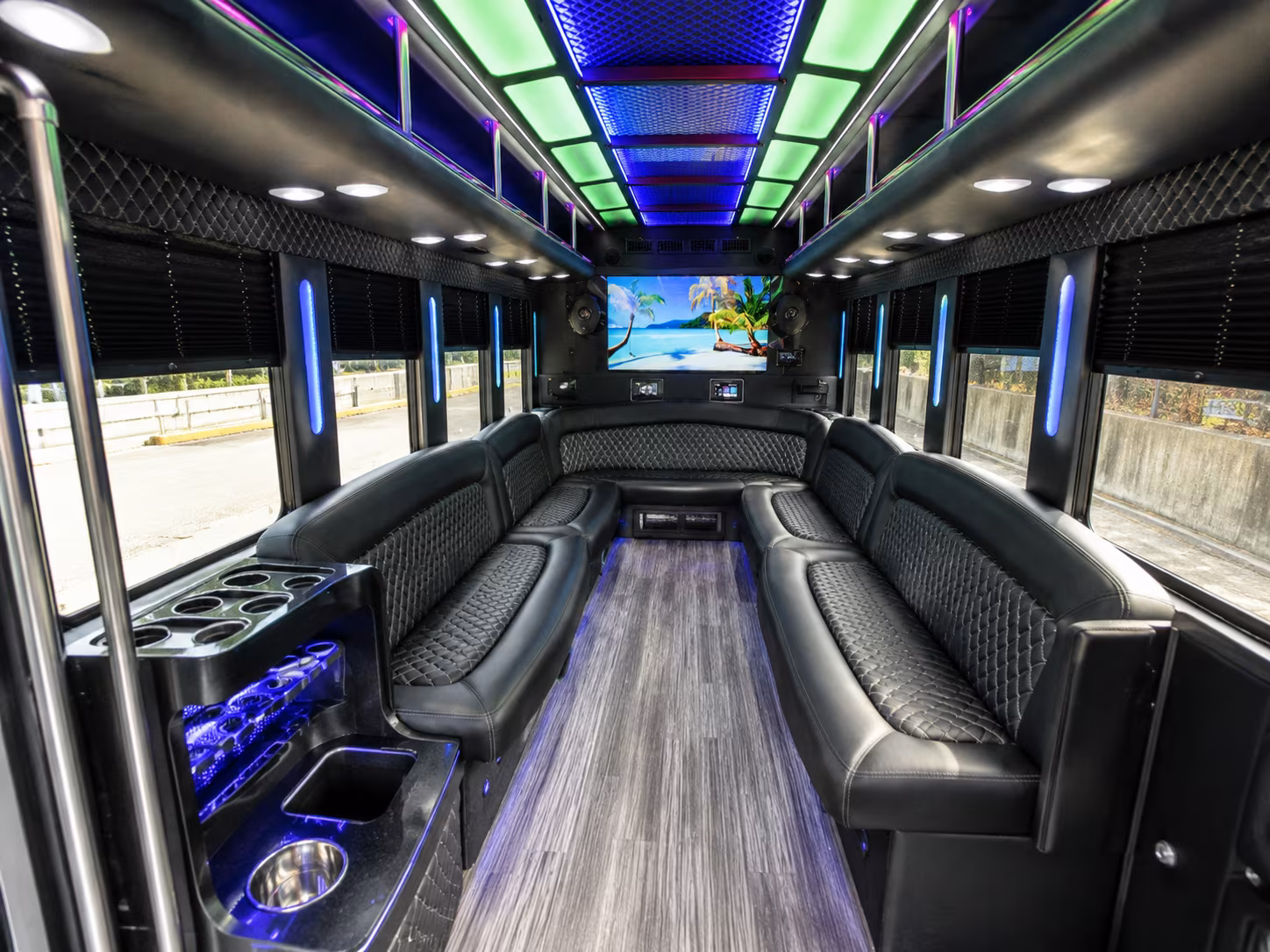 novato 18 passenger party bus inside