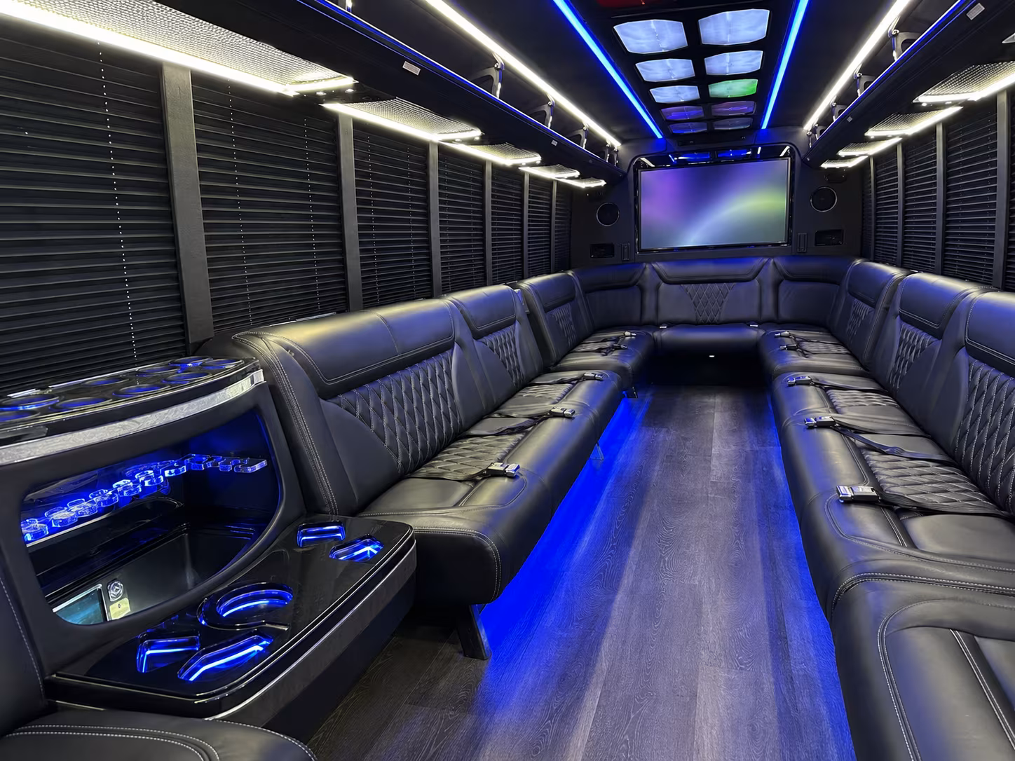 novato 20 passenger party bus inside