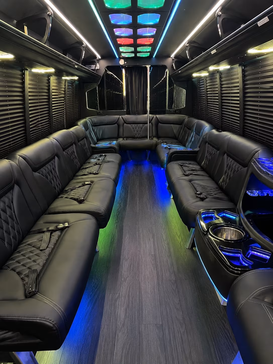 novato 20 passenger party bus interior