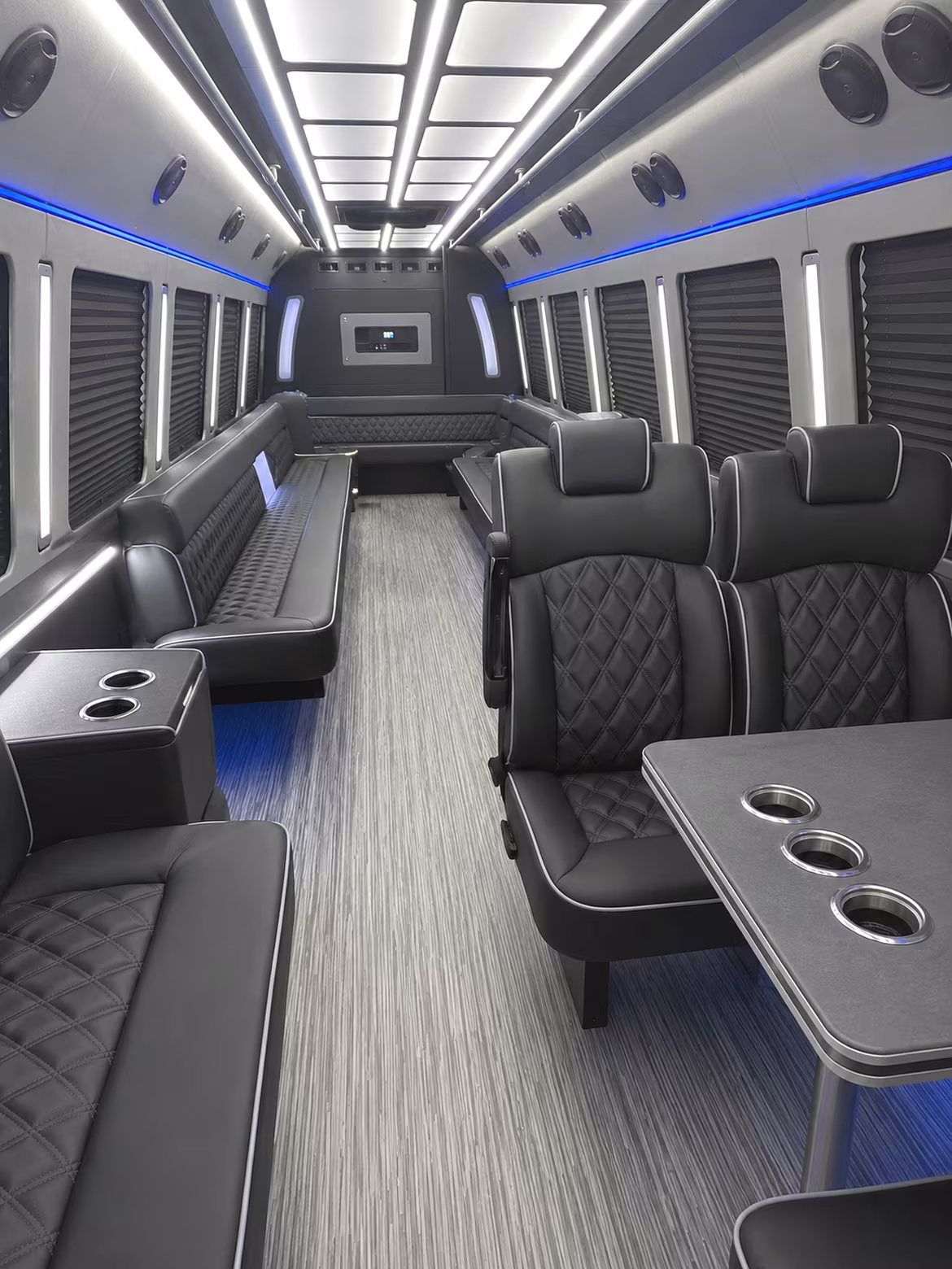 novato 25 passenger party bus inside