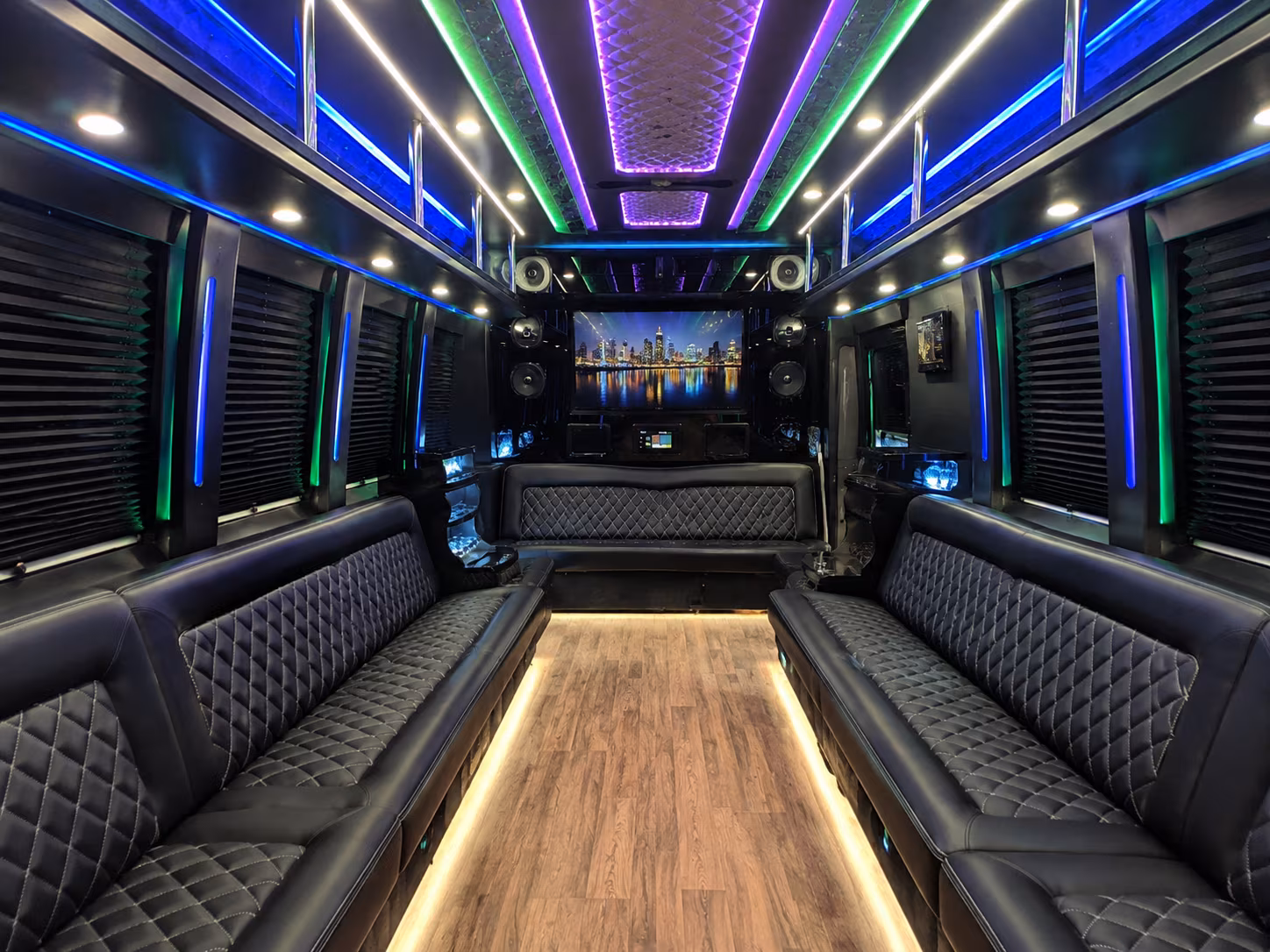 novato 25 passenger party bus interior