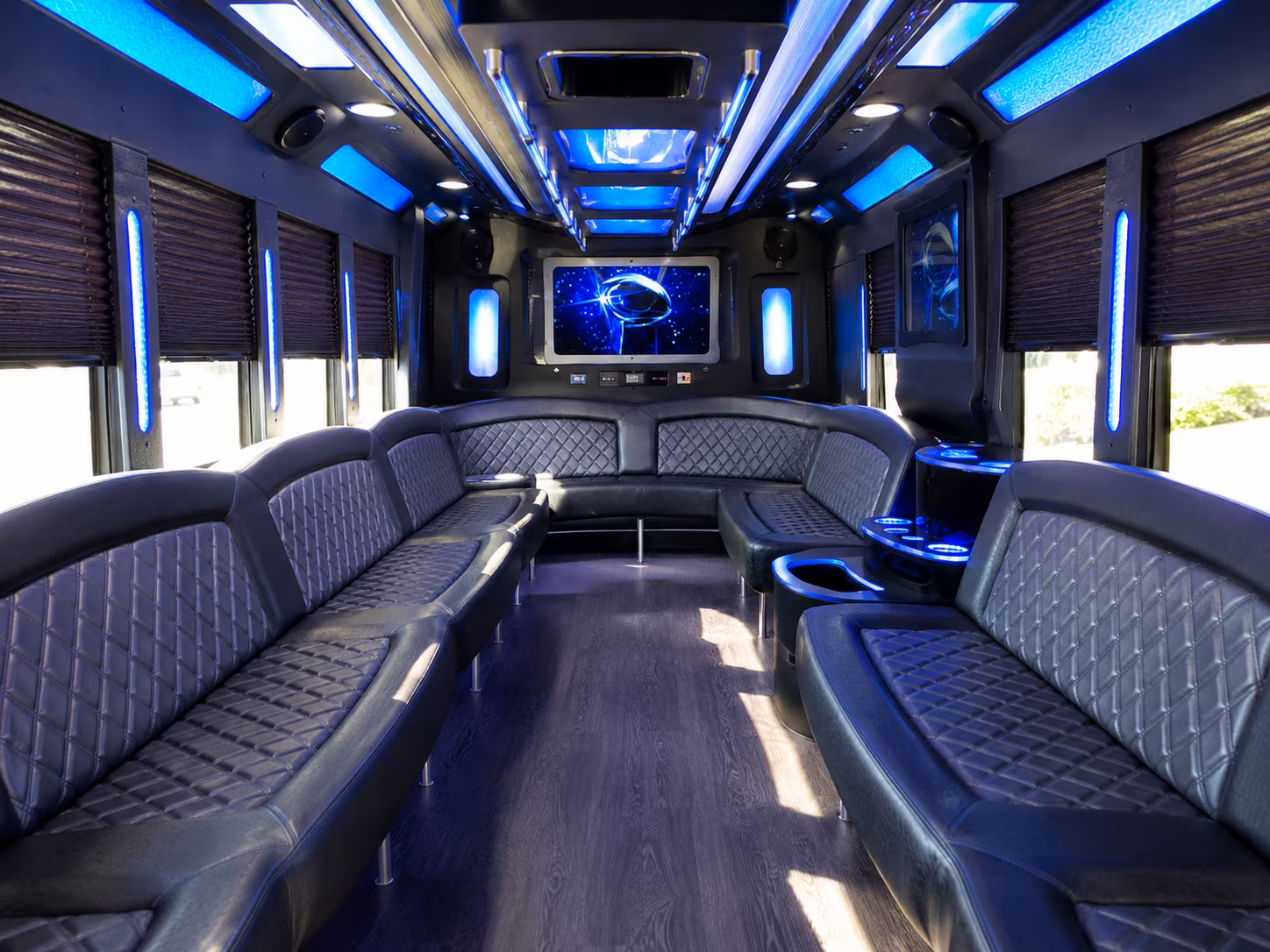 novato 28 passenger party bus inside