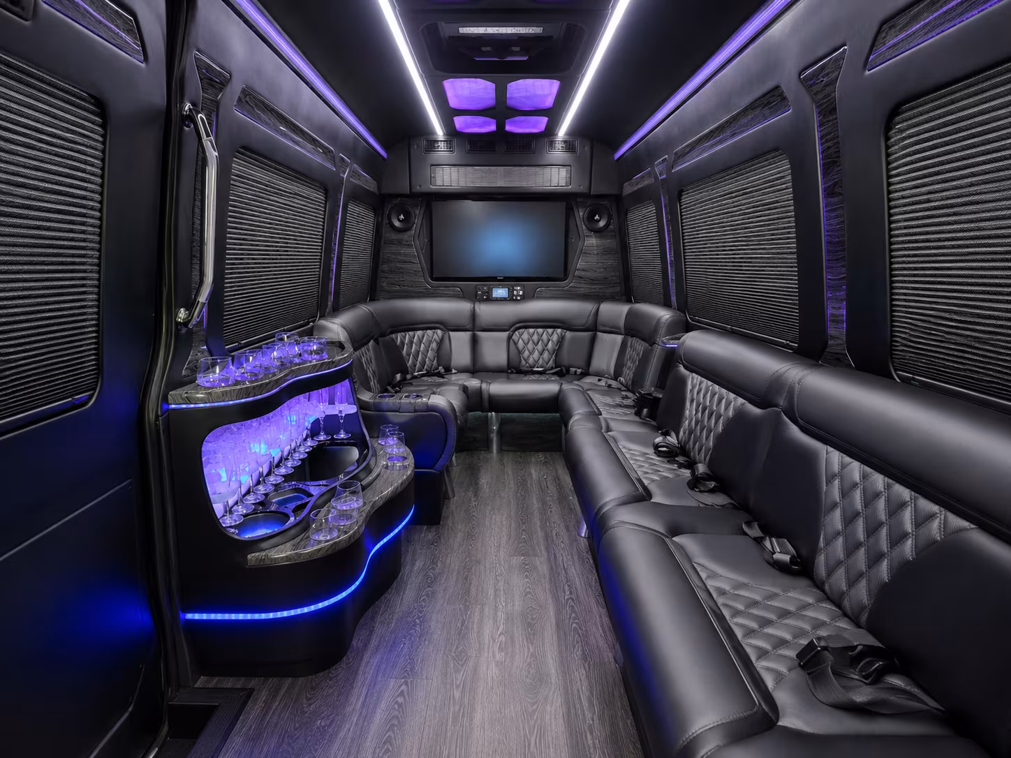 novato 40 passenger party bus interior