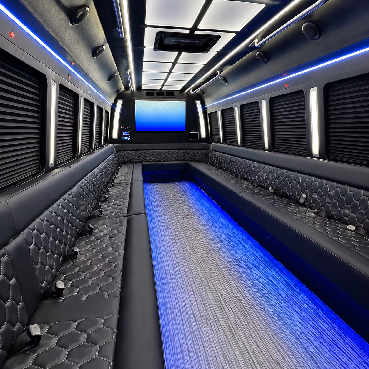 novato 50 passenger party bus inside