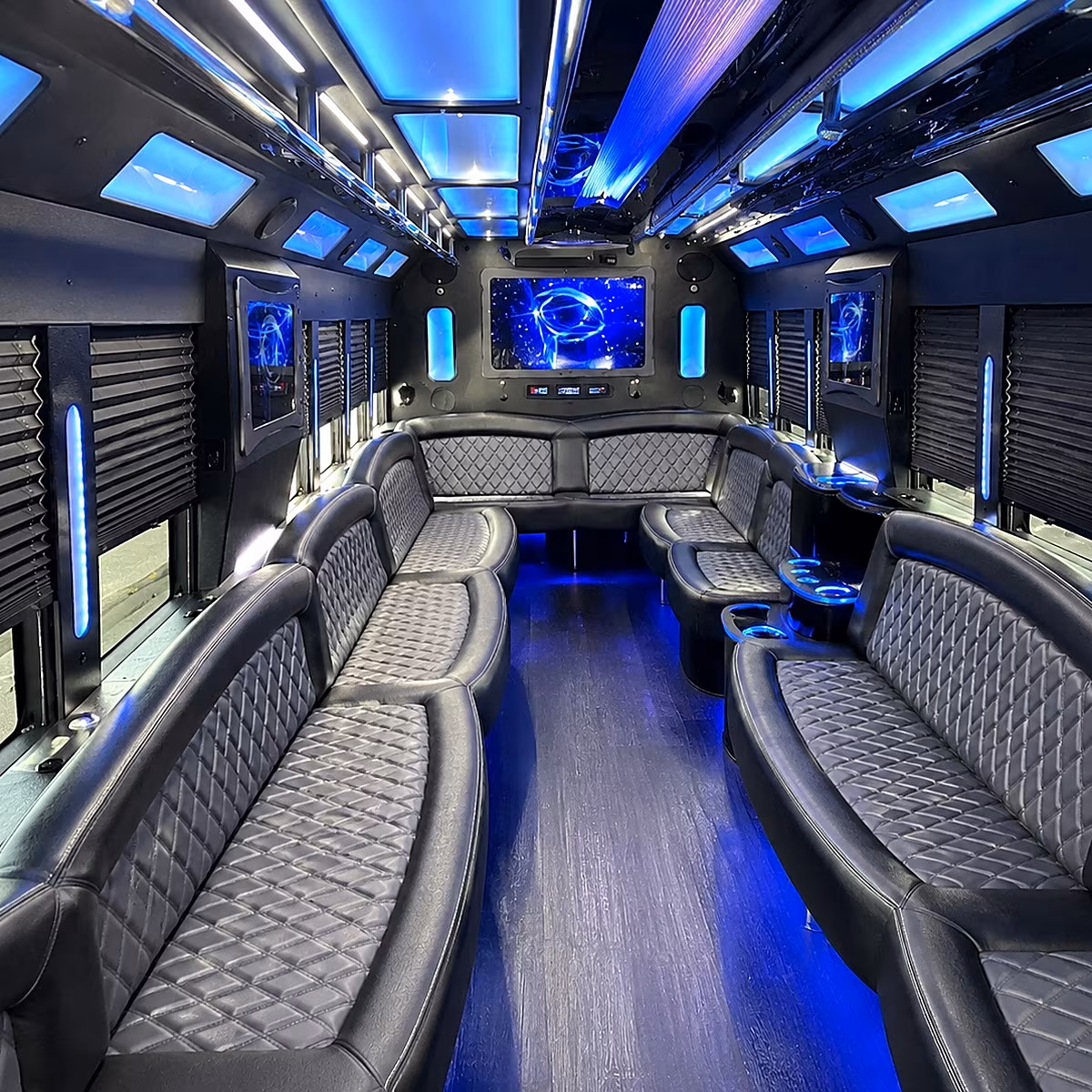 novato 50 passenger party bus interior